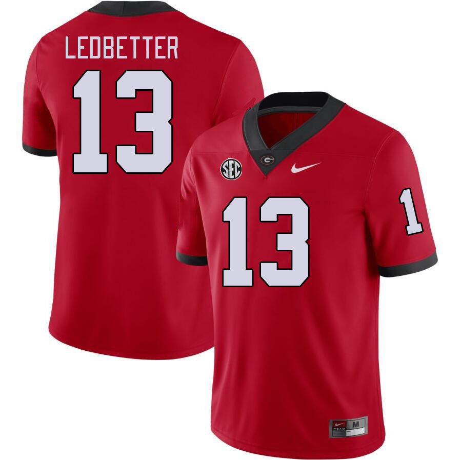 #13 Jonathan Ledbetter Georgia Bulldogs Jerseys Football Stitched-Red